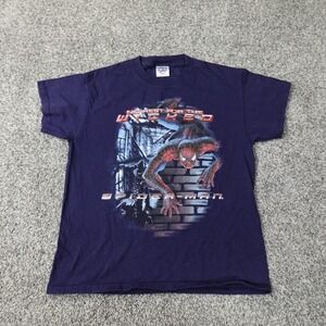 VINTAGE Spiderman Shirt Boys Large Blue Spidey Graphic Marvel Comic Hero Y2K USA